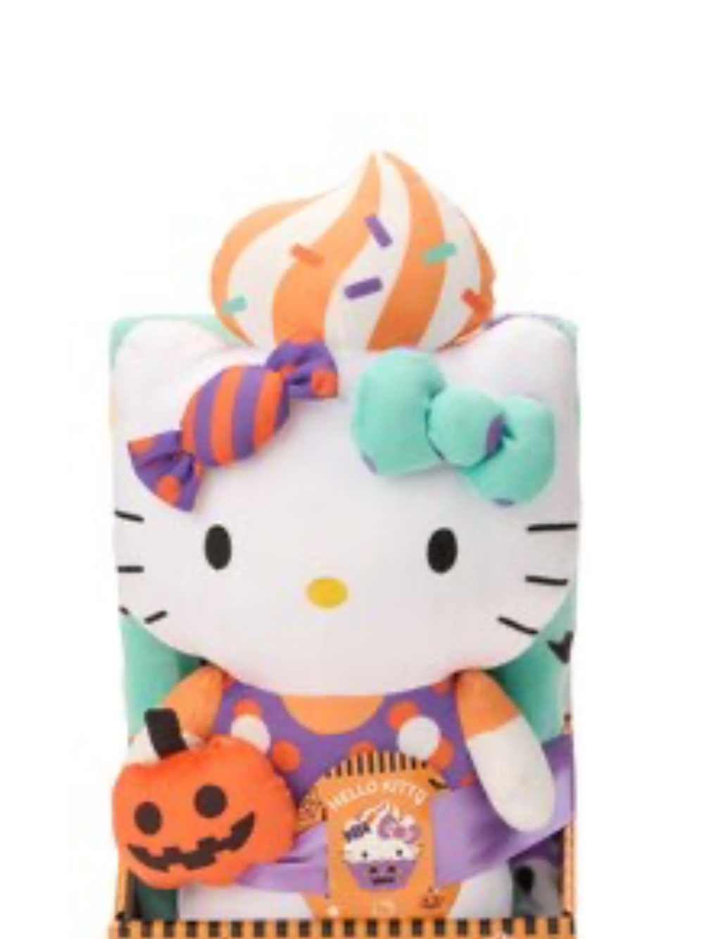 Hello Kitty Halloween Plush  in White, Orange & Teal